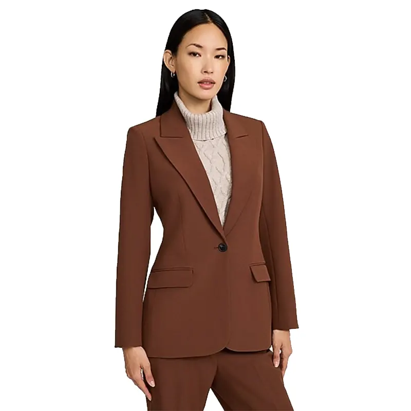 Express Womens Studio Stretch Twill Long Slim Cropped Business Blazer - Image 2