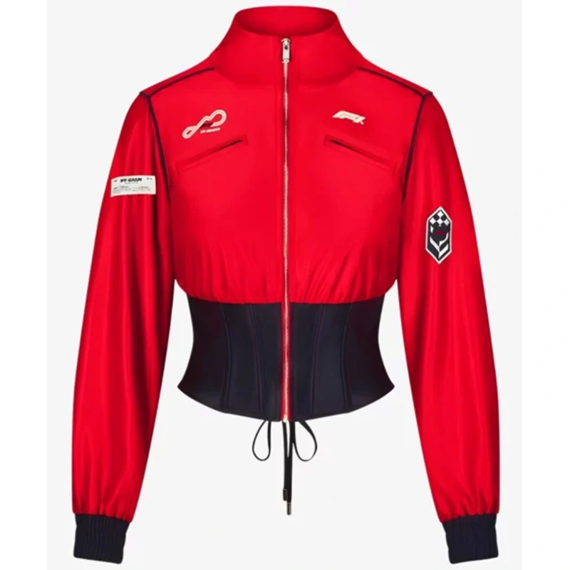 F1 Red Cropped Track Red & Black Jacket