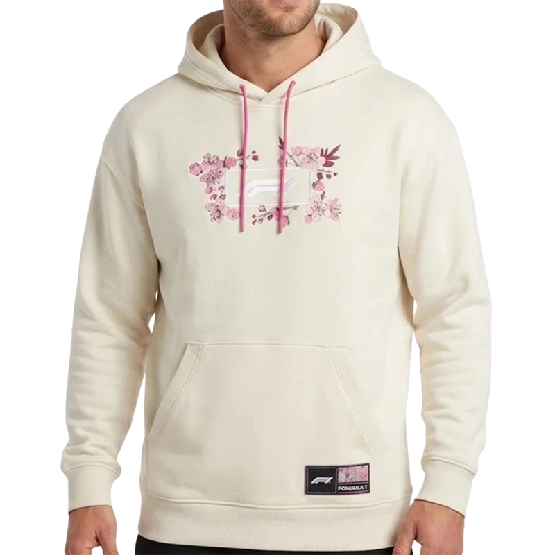 Formula 1 Cherry Bloom Beige Fleece Hoodie - Image 3