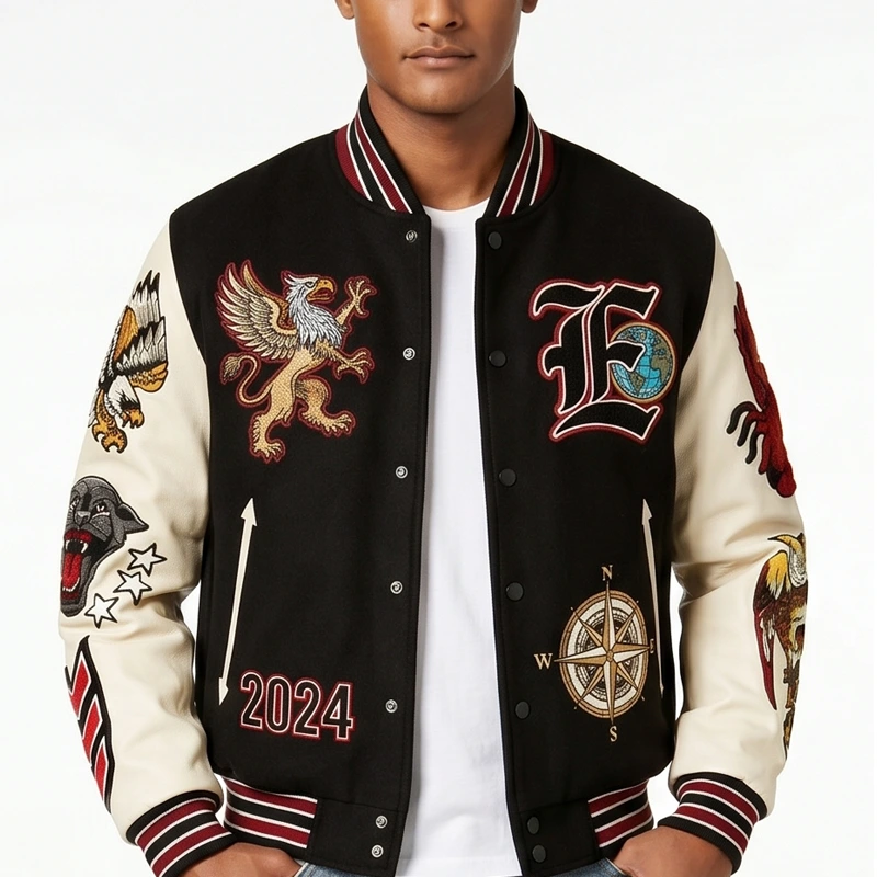 Eagle Crest 2024 Embroidered Leather Varsity Jacket - Image 2
