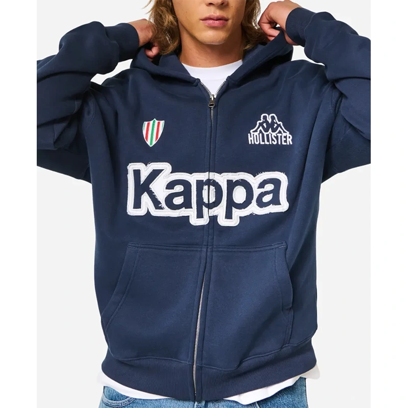 Hollister x Kappa Boxy Graphic Logo Zip-Up Hoodie - Image 3