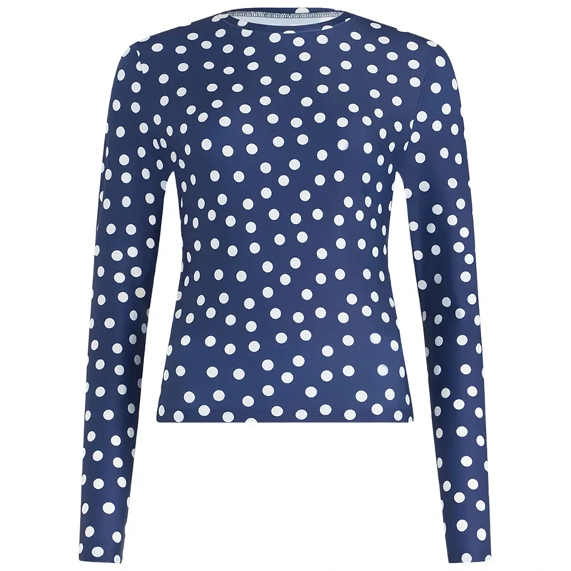 Jean Paul Gaultier Jersey Lycra Printed Polka Dots Long-Sleeve Top