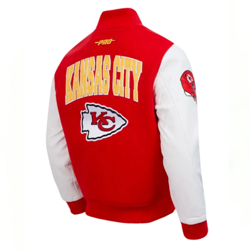 Kansas City Chiefs City Arch Red And White Varsity Jacket - Image 3