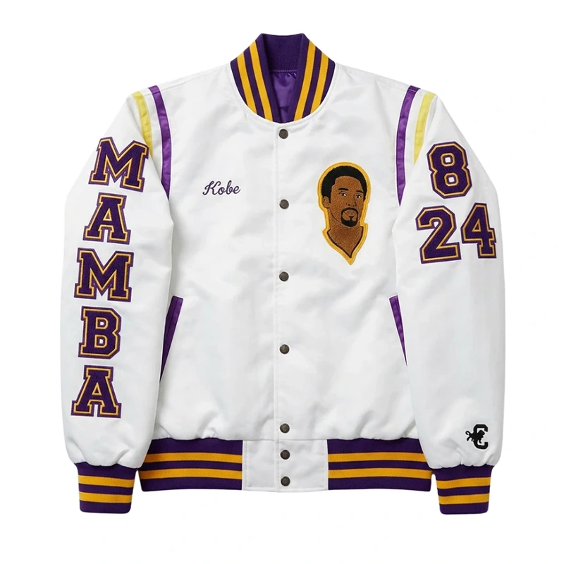 Kobe Bryant White Varsity Jacket