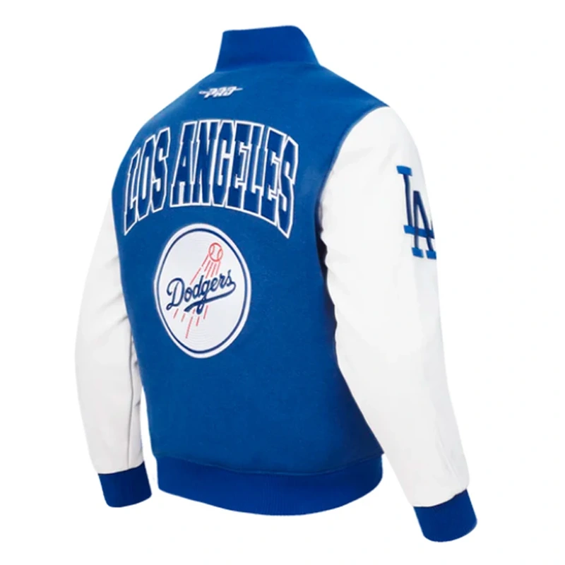 LA Dodgers City Arch Blue and White Varsity Jacket - Image 3