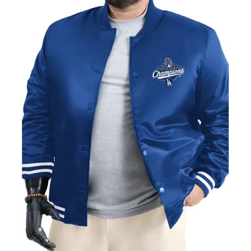 LA Dodgers Starter Royal Adaptive Champions Varsity Jacket - Image 2