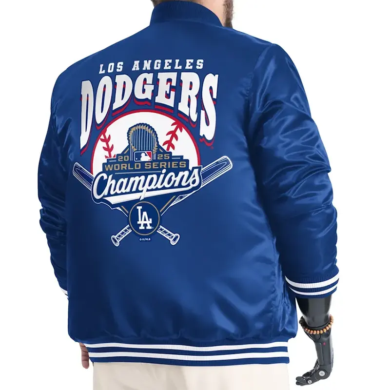 LA Dodgers Starter Royal Adaptive Champions Varsity Jacket - Image 3