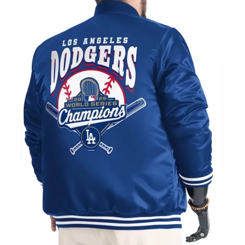 LA Dodgers Starter Royal Adaptive Champions Varsity Jacket - Image 3