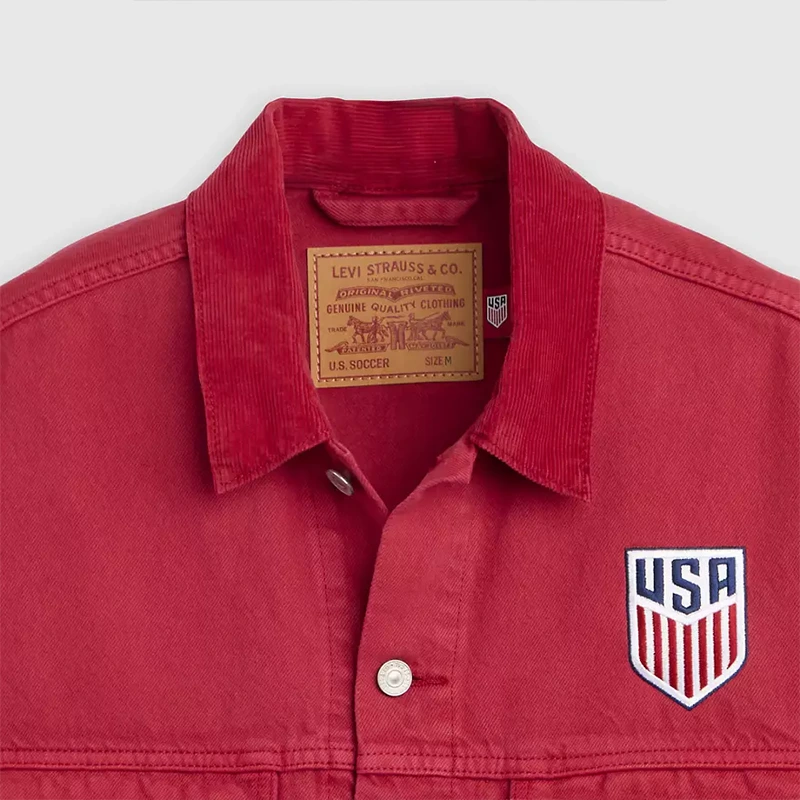 Levi's US Soccer Red Medium Wash Denim Jacket - Image 9