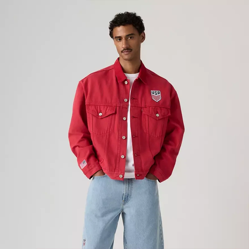 Levi's US Soccer Red Medium Wash Denim Jacket - Image 6