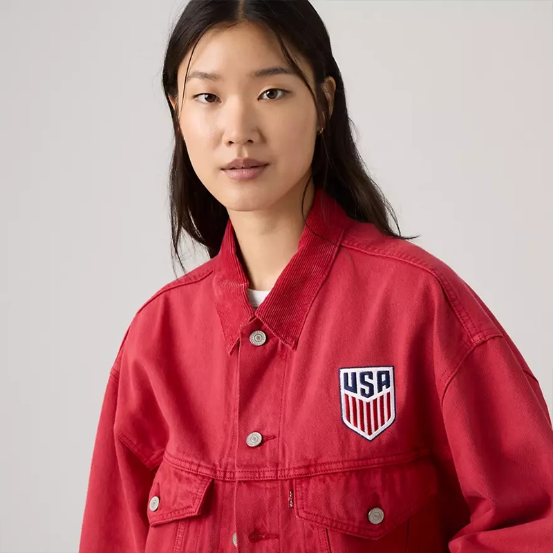 Levi's US Soccer Red Medium Wash Denim Jacket - Image 5