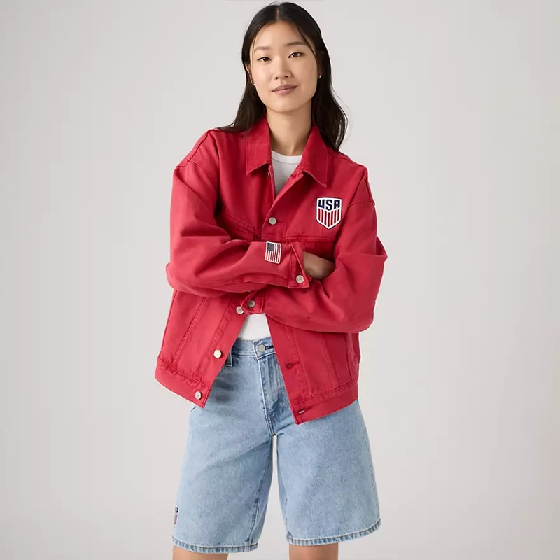 Levi's US Soccer Red Medium Wash Denim Jacket - Image 3