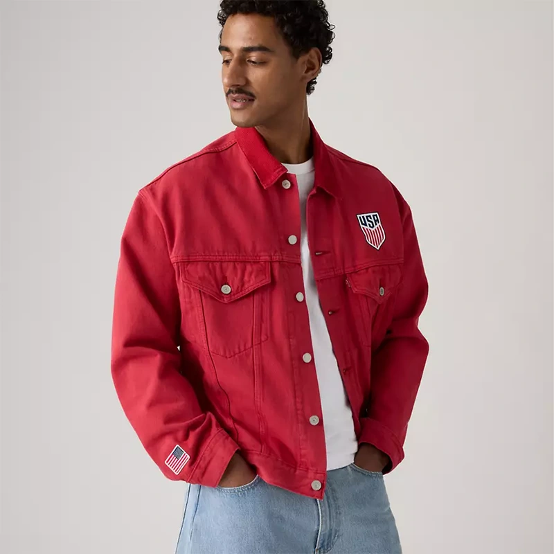 Levi's US Soccer Red Medium Wash Denim Jacket - Image 2