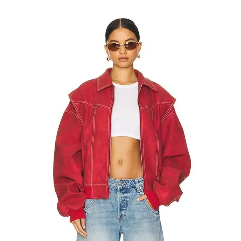 Revolve Red Leather Jacket - Image 2
