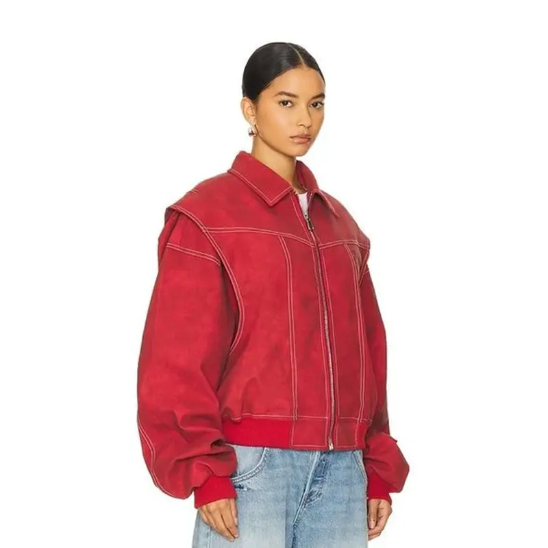 Revolve Red Leather Jacket - Image 3