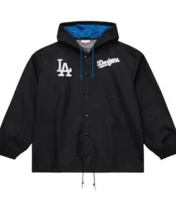 Los Angeles Dodgers Black City Connect Coaches Full-Snap Hooded Windbreaker Jacket