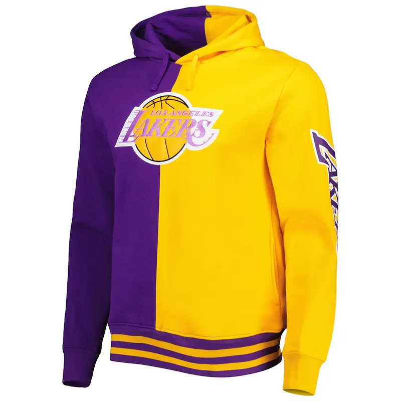 Los Angeles Lakers Mitchell & Ness Hardwood Classics Split Pullover Hoodie - Image 2
