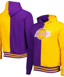 Los Angeles Lakers Mitchell & Ness Hardwood Classics Split Pullover Hoodie