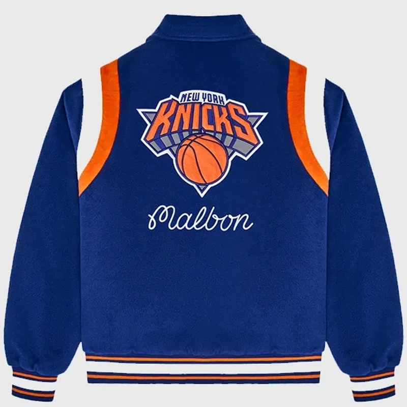 Malbon x Knicks The Garden Royal Blue Varsity Jacket - Image 2