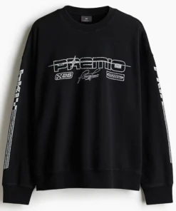 Men H&M Oversized Fit Printed Sweatshirt