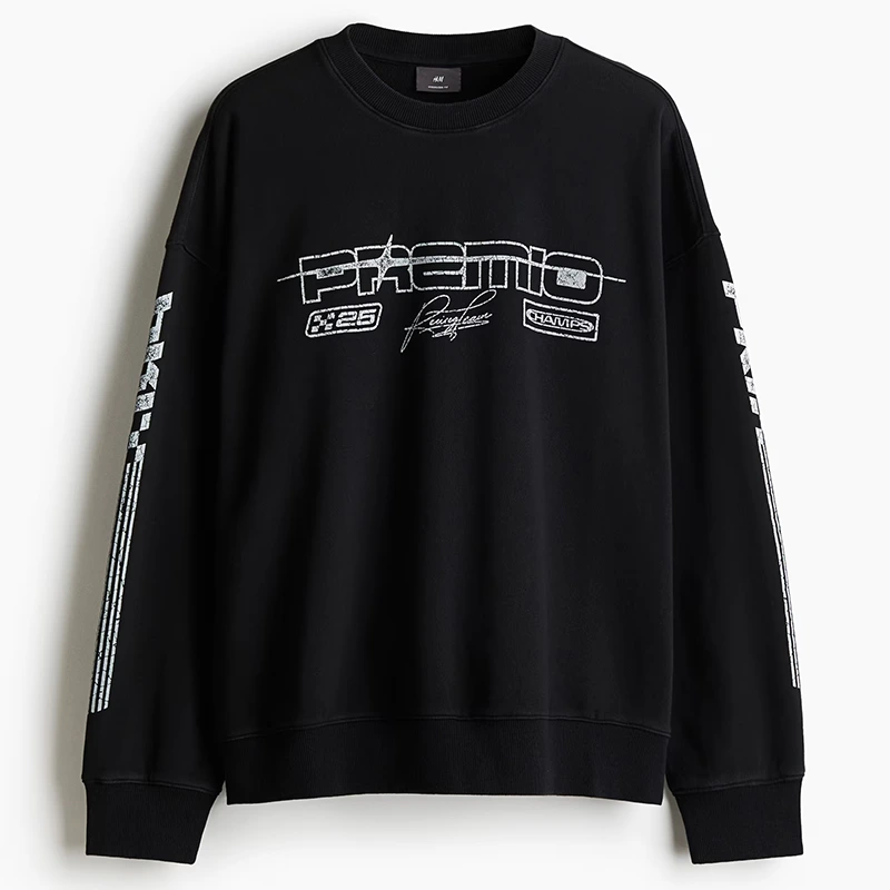 Men H&M Oversized Fit Printed Sweatshirt