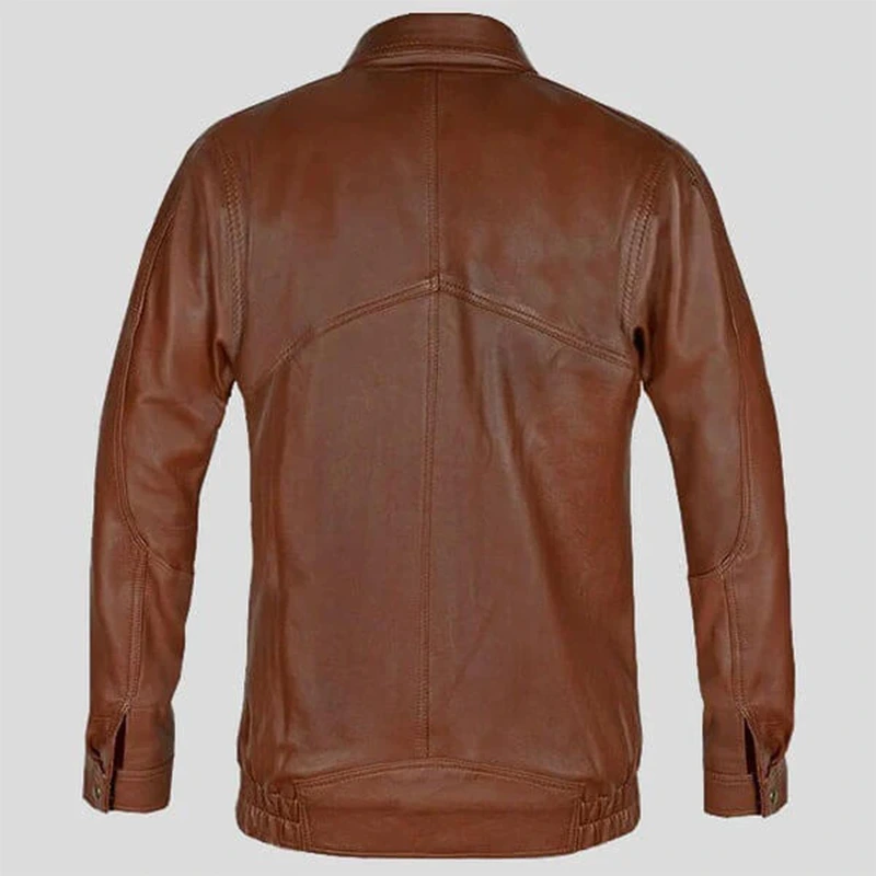 Mens Brown Aviator Bomber Premium Leather Jacket - Image 2