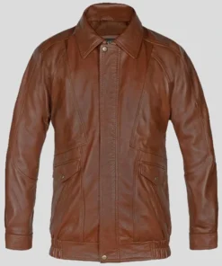 Mens Brown Aviator Bomber Premium Leather Jacket