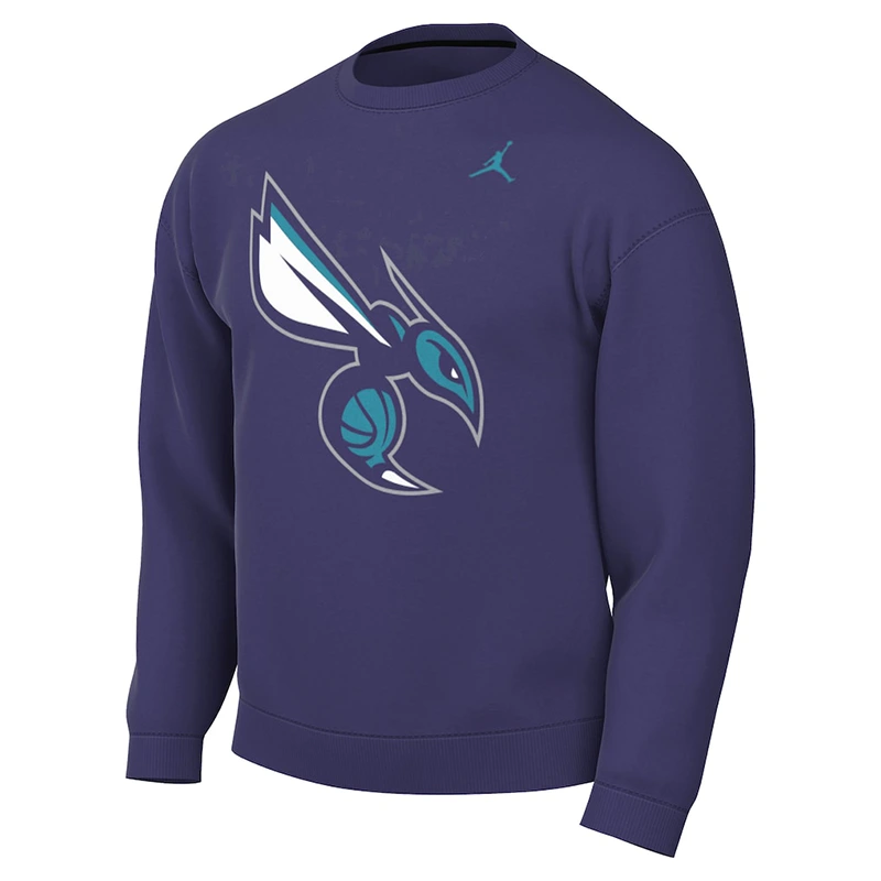 Men’s Charlotte Hornets Jordan Brand Purple Statement Edition Sweatshirt - Image 2
