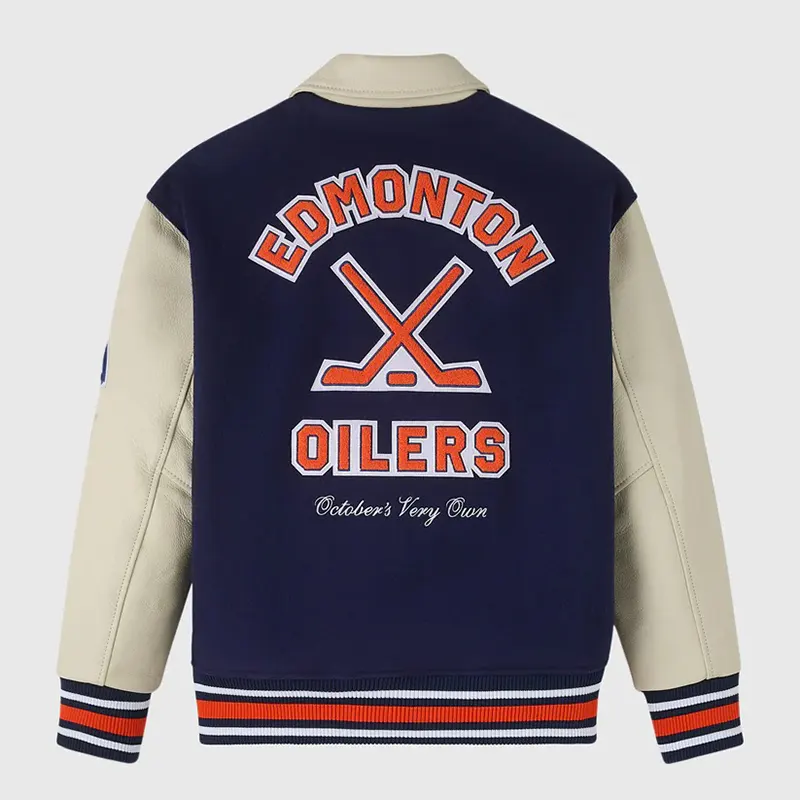 Mens Edmonton Oilers x OVO Varsity Jacket - Image 2
