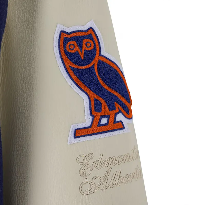 Mens Edmonton Oilers x OVO Varsity Jacket - Image 3