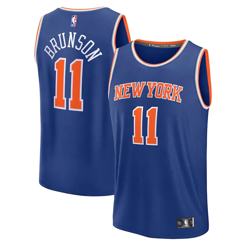Men's Fanatics Jalen Brunson Blue New York Knicks Fast Break Replica Jersey