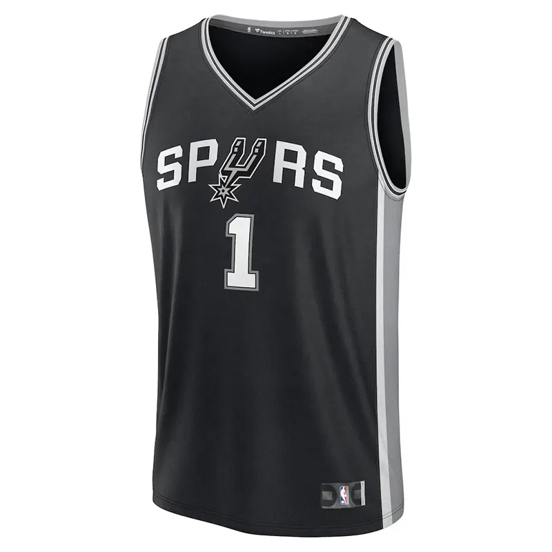 Men's Fanatics Victor Wembanyama Black San Antonio Spurs Fast Break Replica Player Jersey - Image 2