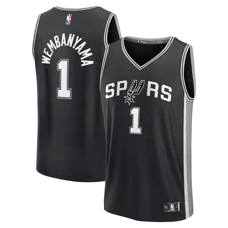 Men's Fanatics Victor Wembanyama Black San Antonio Spurs Fast Break Replica Player Jersey