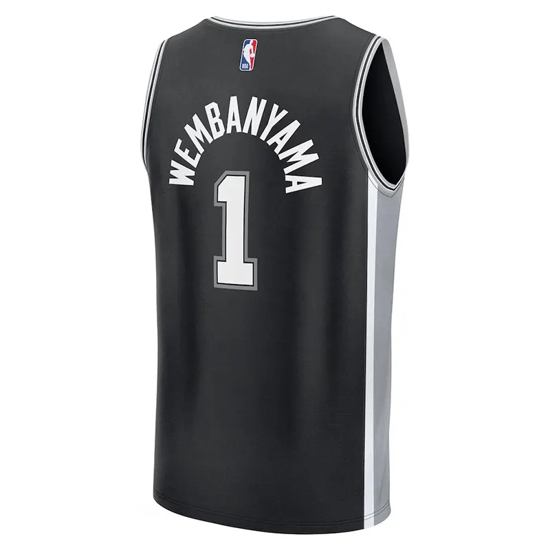 Men's Fanatics Victor Wembanyama Black San Antonio Spurs Fast Break Replica Player Jersey - Image 3
