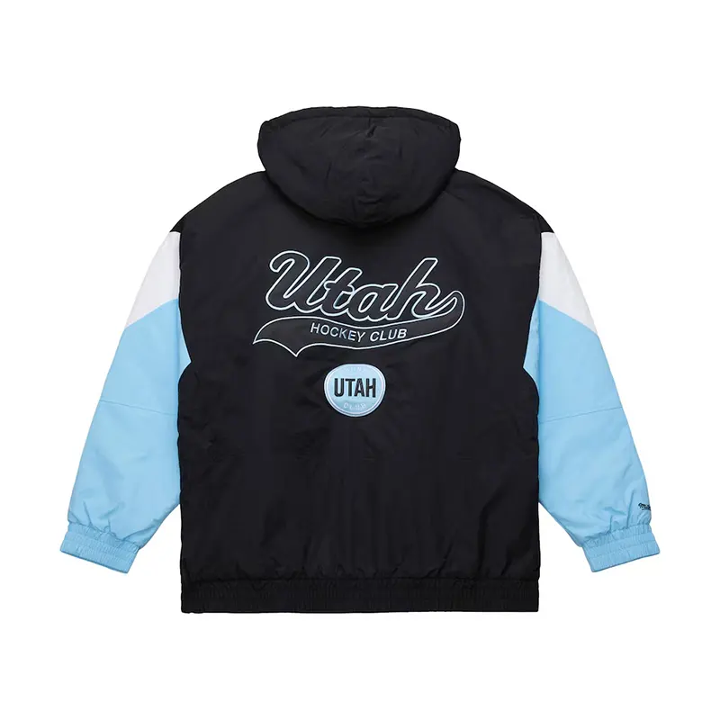 Mens Mitchell & Ness Black Utah Hockey Club Retro Anorak Half-Zip Jacket - Image 3