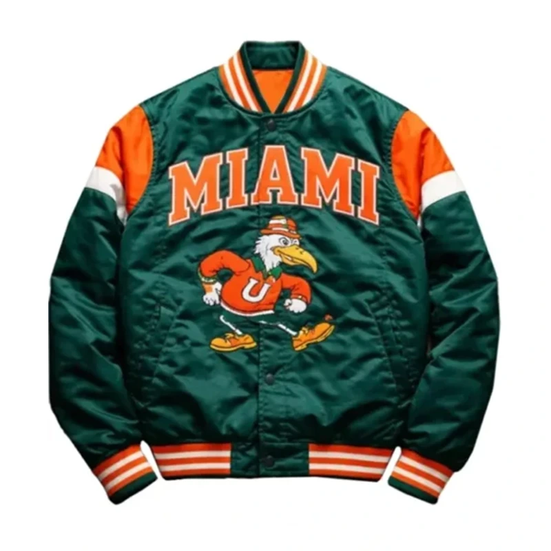 Miami Hurricanes Green 90’s Applique Patches Jacket