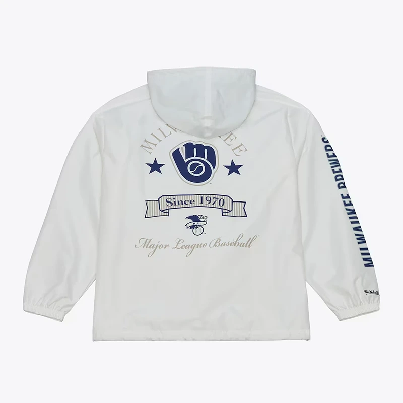 Milwaukee Brewers White Yacht Rock Coaches Full-Snap Hooded Windbreaker Jacket - Image 2