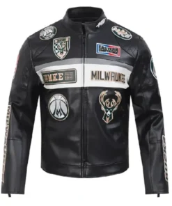 Milwaukee Bucks Moto Leather Jacket