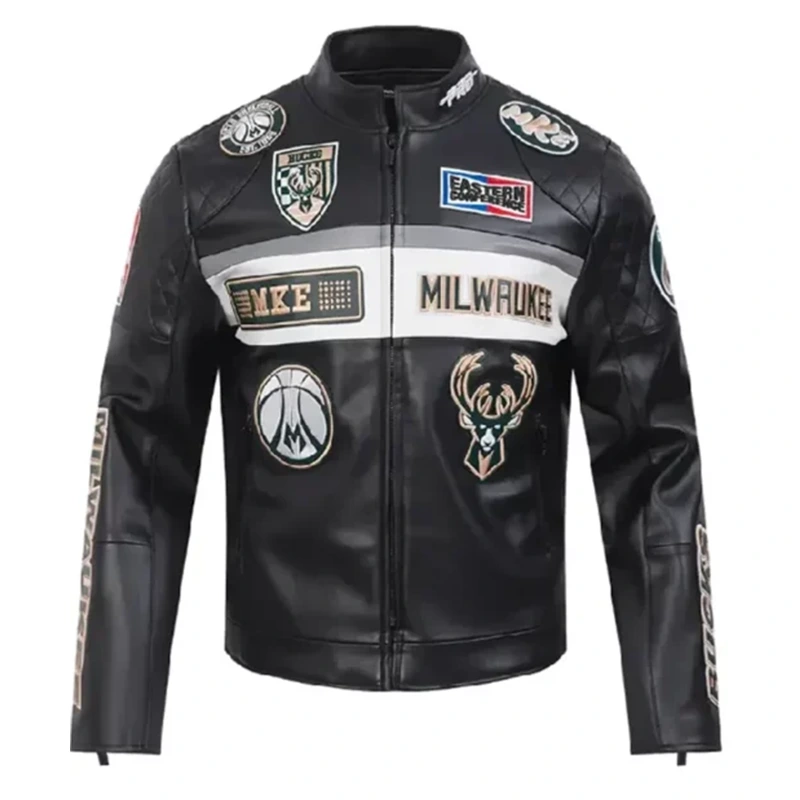 Milwaukee Bucks Moto Leather Jacket