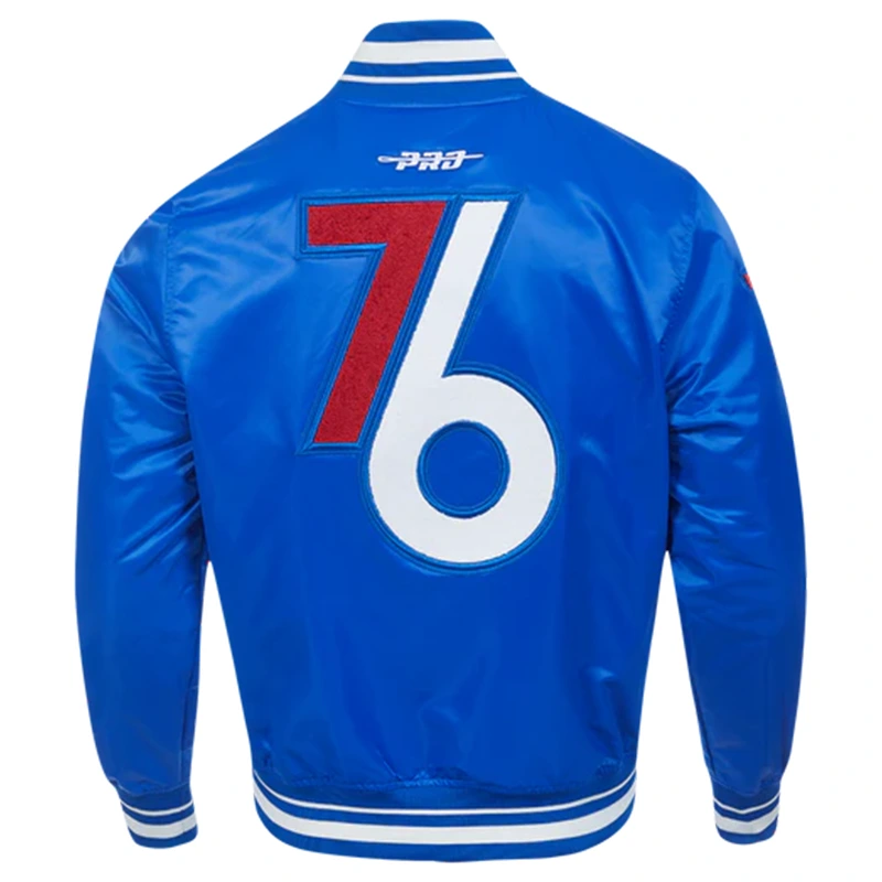 NBA Philadelphia 76ERS City Edition 24-25 Rib Satin Blue Jacket - Image 4