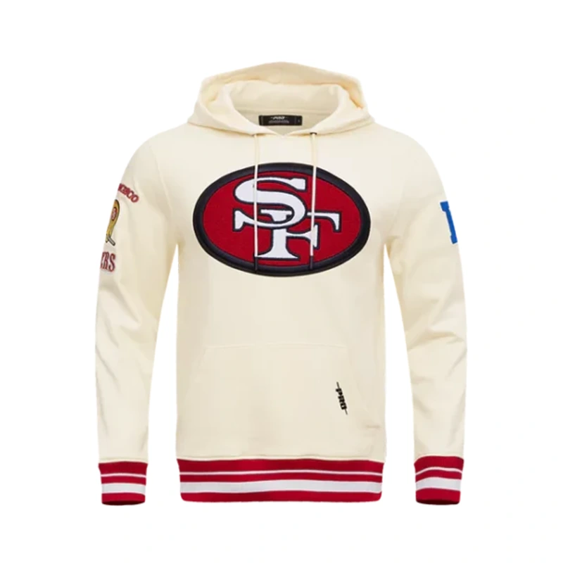 NFL SAN Francisco 49ERS Retro Classic Pullover Cream Hoodie