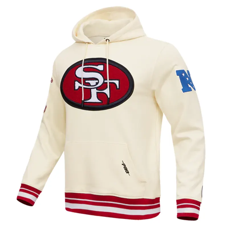NFL SAN Francisco 49ERS Retro Classic Pullover Cream Hoodie - Image 5