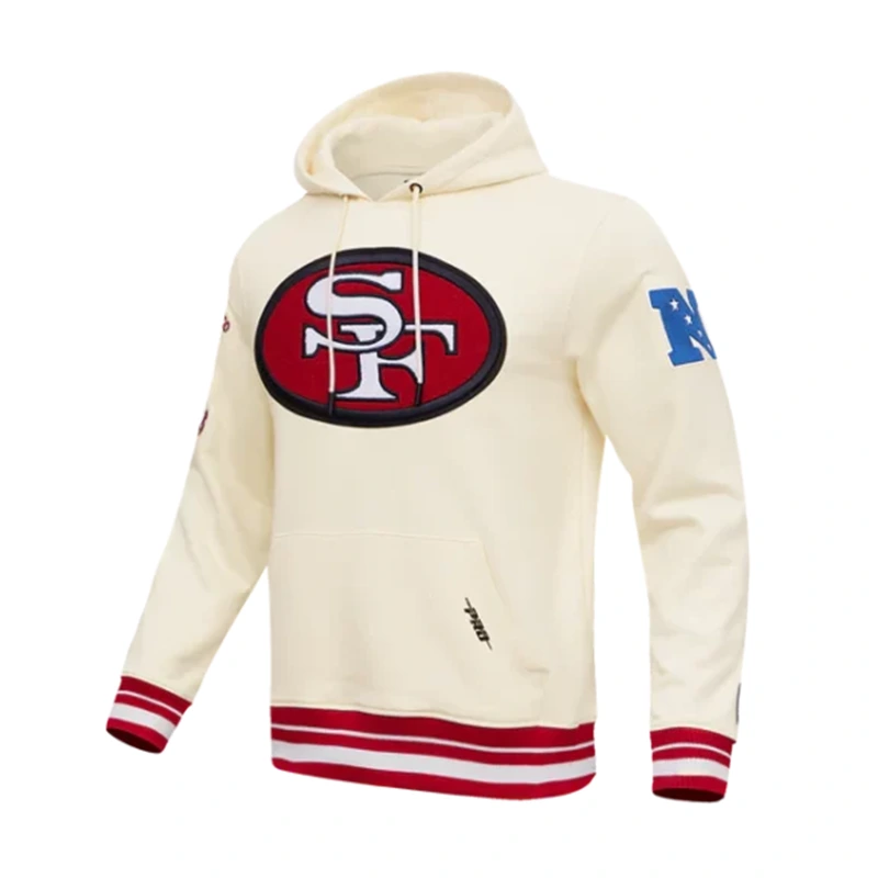 NFL SAN Francisco 49ERS Retro Classic Pullover Cream Hoodie - Image 2