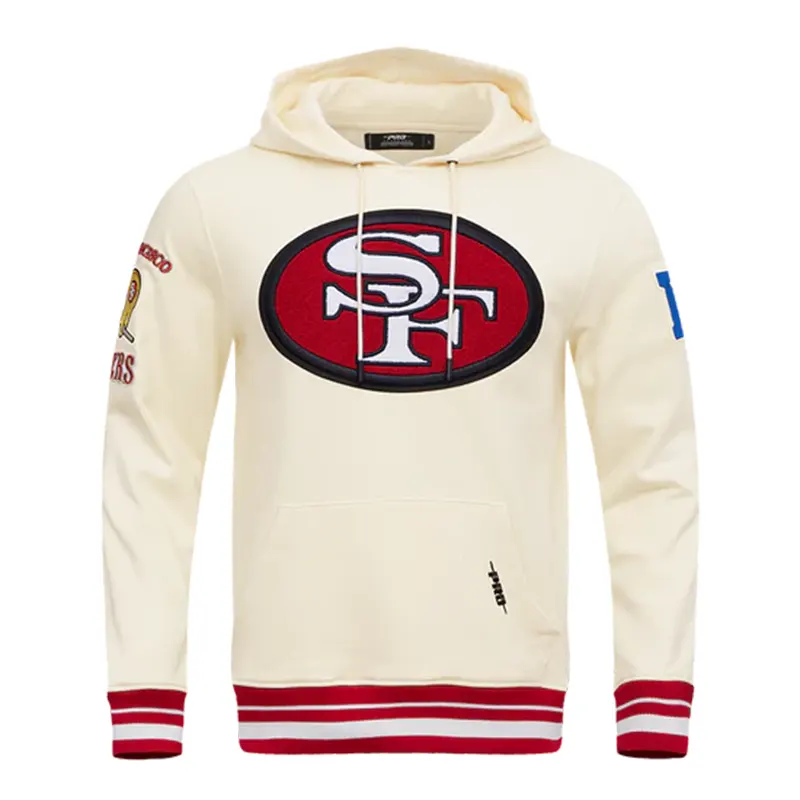 NFL SAN Francisco 49ERS Retro Classic Pullover Cream Hoodie - Image 4
