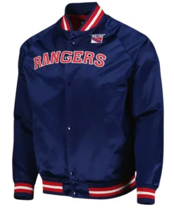 NY Rangers Bomber Navy Blue Satin Jacket