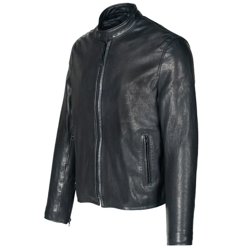 NYC Black P234 Vegetable Tanned Lambskin Cafe Racer Jacket - Image 2