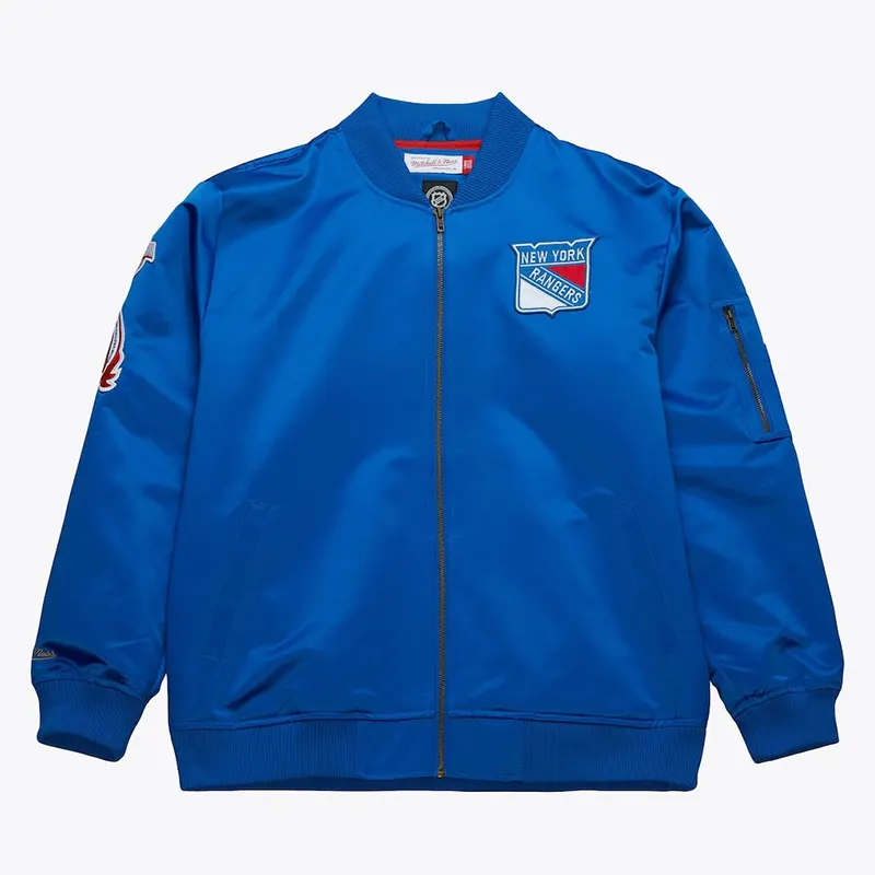 New York Rangers Mitchell & Ness Lightweight Satin Bomber Jacket