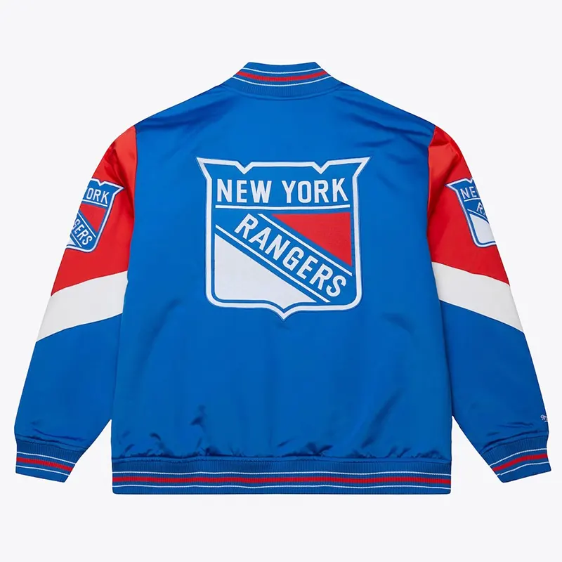 New York Rangers Mitchell & Ness Throw It Back Heavyweight Satin Jacket - Image 2