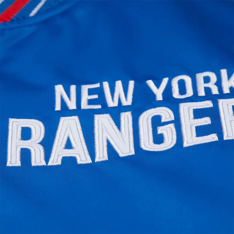New York Rangers Mitchell & Ness Throw It Back Heavyweight Satin Jacket - Image 3