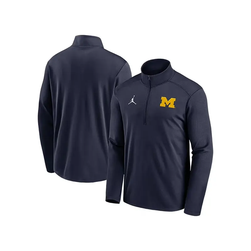 Nike Michigan Wolverines Mens Blue Victory Long Sleeve Qtr Zip Pullover